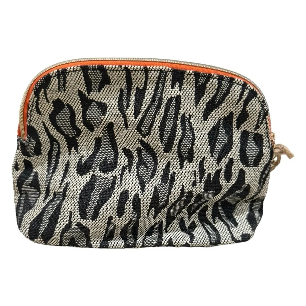 NEW Cle de Peau Brown‎ and Orange Leopard Print Small Cosmetic Bag